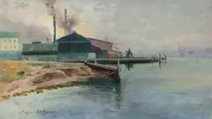 Sophie Steffanoni, Pyrmont Gasworks, Sydney 1897, 1897, oil on canvas on board