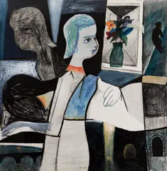 Charles Blackman, Dream of Childhood 1963, 1963, oil, gouache, watercolour, charcoal and collage on paper on composition board