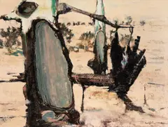 Clifton Pugh, Landscape with Crow 1969, 1969, oil on composition board