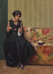 Antonio Dattilo Rubbo, Sewing Flu Masks (1919), 1919, oil on canvas