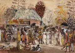 Donald Friend, The Accident, Ceylon (1961), 1961, pen and ink, watercolour and gouache on paper