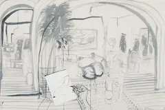 Brett Whiteley, Drawing – Drawing the Sketch – Drawing in the Room. Draws Off! 1976, 1976, brush and ink, ink wash and collage on paper