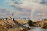 Frederick McCubbin, Richmond from the Yarra 1908, 1908, oil on canvas on composition board