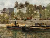 Will Ashton, Loading the Barge (Paris), oil on canvas