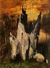 Albert Tucker, Ibis in Gippsland Swamp 1964, 1964, synthetic polymer paint on composition board