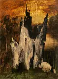 Albert Tucker, Ibis in Gippsland Swamp 1964, 1964, synthetic polymer paint on composition board