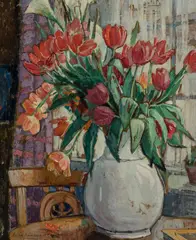 Bessie Davidson, Red Tulips (circa 1925), 1925, oil on board