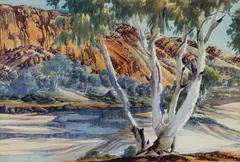 Albert Namatjira, Waters of the Finke (1958), 1958, watercolour over pencil on paper