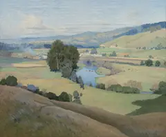 Old Boat Harbour, Bellingen 1938 by Elioth Gruner, 1938, oil on canvas, offered Aug 2025