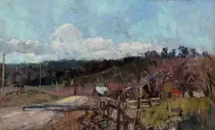 Eltham Road by Walter Withers, oil on canvas, sold Aug 2025
