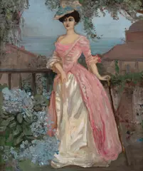 Charles Conder, Blue Hydrangeas, Portrait of Madam Stein (circa 1905), 1905, oil on canvas