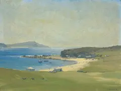 Terrigal (1929) by Elioth Gruner, 1929, oil on canvas board, sold Aug 2025