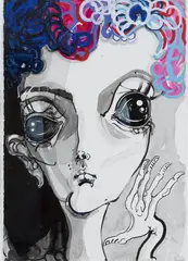 Del Kathryn Barton, she just knows 2019, 2019, synthetic polymer paint on paper