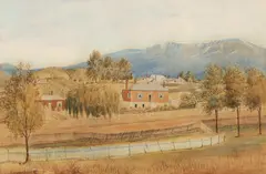 Captain Justin Edward Daniel MacCARTHY, Sandy Bay Road, Hobart, from Battery Point (1859), 1859, watercolour on paper