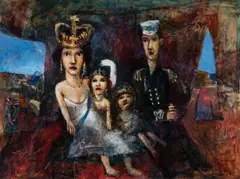 Royal Visitors 1995 by Garry Shead, 1995, oil on composition board, sold Aug 2025