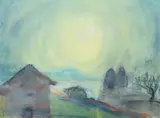 Lloyd Rees, Muted Light in Tasmania 1986, 1986, watercolour, pastel and oil on paper