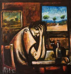 Pro Hart, Monday Morning Miner 1982, 1982, oil on canvas