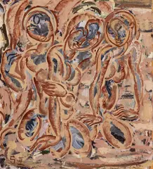 Ian Fairweather, Seated Women 1949, 1949, gouache on paper on hardboard
