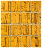 Rosalie Gascoigne, Orchard (1986), 1986, synthetic polymer paint on sawn and split soft-drink wooden crates on plywood