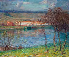 John Russell, Vue de la Seine, Bougival View of the Seine, Bougival, Spring (1887), 1887, oil on canvas