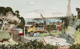 Cressida Campbell, Garden Island 1990, 1990, watercolour on incised woodblock