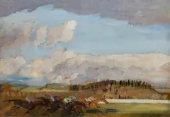 George Washington Lambert, The Race (1927), 1927, oil on wood