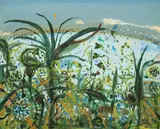 John Olsen, Landscape, oil on composition board
