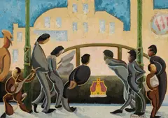 Ivor Francis, The Rubbernecks 1941, 1941, oil on canvas on board