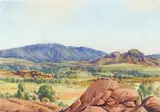Albert Namatjira, Untitled (Central Australian Landscape) (circa 1950)