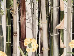 Cressida Campbell, Bamboo with Cliveas (2018), 2018, watercolour on incised woodblock