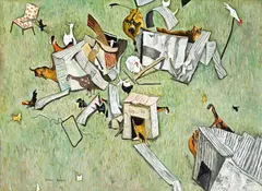 Farmyard Construction (1983-1984) by William Robinson, 1983-1984, oil on canvas, offered Nov 2024