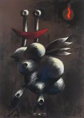 Albert Tucker, Image of Modern Evil 1972, 1972, pastel on paper