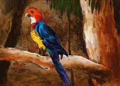 Albert Tucker, Parrot on the Tree Branch, synthetic polymer paint on composition board