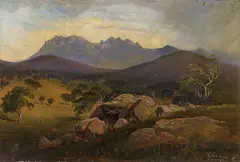 Nicholas Chevalier, Mount William and Mount Nelson, Sierra Ranges 1862, 1862, oil on board