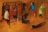 Charles Blackman, The Playground 1964, 1964, oil on canvas on composition board