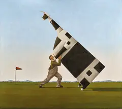 John Kelly, Man Lifting Cow (Large) 2017, 2017, oil on canvas