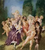 Norman Lindsay, Garden Frolic, watercolour on paper