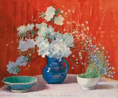 Vida Lahey, Vermillion and Blue 1932, 1932, watercolour and gouache over pencil on paper on cardboard