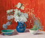 Vida Lahey, Vermillion and Blue 1932, 1932, watercolour and gouache over pencil on paper on cardboard