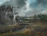 Arthur Boyd, The Bridge, Lysterfield (1959), 1959, oil on composition board
