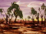 Albert Tucker, Bush and Cockatoos 1967, 1967, synthetic polymer paint on composition board