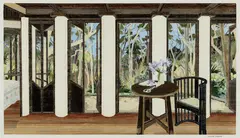 Cressida Campbell, Burley Griffin House, Avalon (1999), 1999, hand painted unique woodblock print on paper