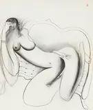 Brett Whiteley, Study for Portrait of Wendy I 1985, 1985, charcoal on paper on board