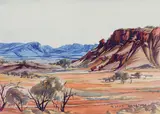 Albert Namatjira, Central Australian Landscape, watercolour over pencil on paper