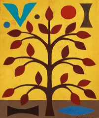 Tree of Life 1984 by John Coburn, 1984, oil and gold leaf on board, sold Apr 2024