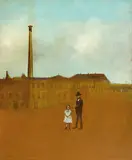 In Town 1948 by Sidney Nolan, 1948, enamel paint on composition board, sold Nov 2023