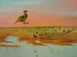 Desert Bird 1948 by Sidney Nolan, 1948, enamel paint on composition board, sold Nov 2023
