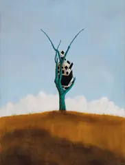 Cow Up a Tree 2020 by John Kelly, 2020, oil on canvas, sold Nov 2023