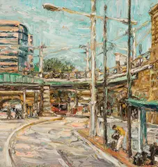 Eddy Avenue (2) 2002 by Nicholas Harding, 2002, oil on board, sold Nov 2023