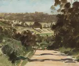 Max Meldrum, Road at Doncaster 1950, 1950, oil on board